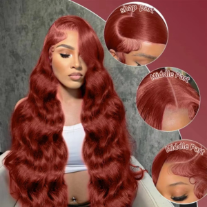 200% Density 13x4 Reddish Brown HD Lace Front Human Hair Update Wigs For Women Red Body Wave Lace Frontal Wig Brazilian Hair
