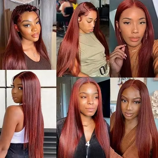 13×4 Reddish Brown Straight Lace Frontal Human Hair Wig 13×6 Lace Frontal Wig 4×4 Closure Human Hair Wig Pre Plucked