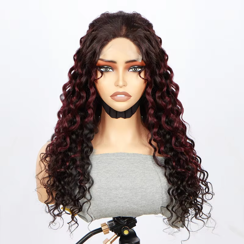 1B99j Transparent 4×4 Deep Wave Frontal Wig Curly Lace Front Human Hair Wigs For Women Wet And Wavy 4×4 Water Closure Wig