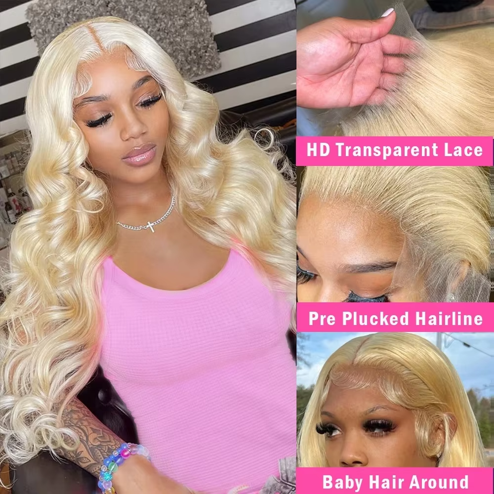 32 inches 613 Honey Blonde 13X6 Body Wave Lace Front Human Hair Wig Brazilian Virgin Hair Transparent 13X4 Lace Front Wig - Image 7